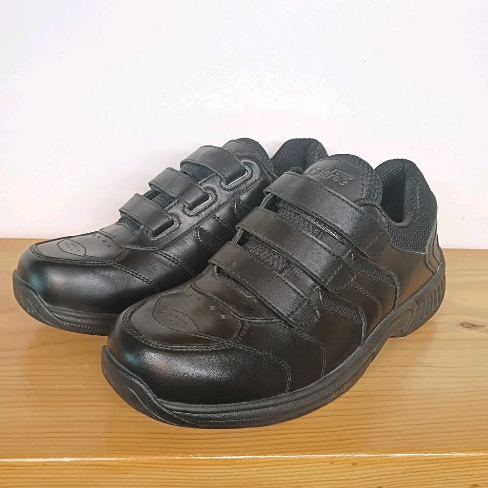 Orthofeet Biofit Strap Shoes Sneakers Men's 8‎ 2E Wide Black Leather Comfort